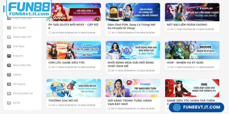 Khuyến mãi FUN88 - Tận hưởng trải nghiệm cá cược hấp dẫn 3 Phần thưởng nạp đầu FUN88 cho những người chơi mới
